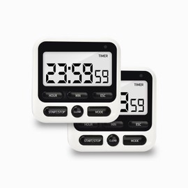 2 Pack Digital Kitchen Timer NKOVE 24 Hour Clock and Alarm Function with Silent or Alarm Manual Switching Count UP or Down and Memory Function Black