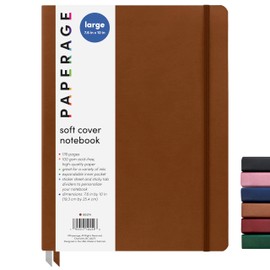 PAPERAGE Softcover Lined Journal Notebook (Cognac), 176 Pages, College Ruled Notebook, Large 7.6 inches x 10 inches - 100 gsm Thick Premium Paper