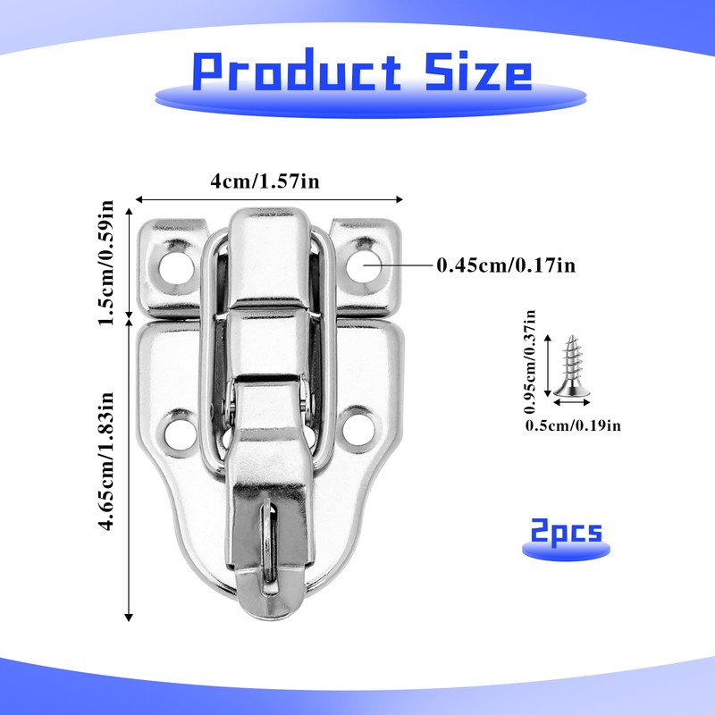 2 Pack Metal Duck-Billed Box Hasp Lock Toggle Latch Catch,