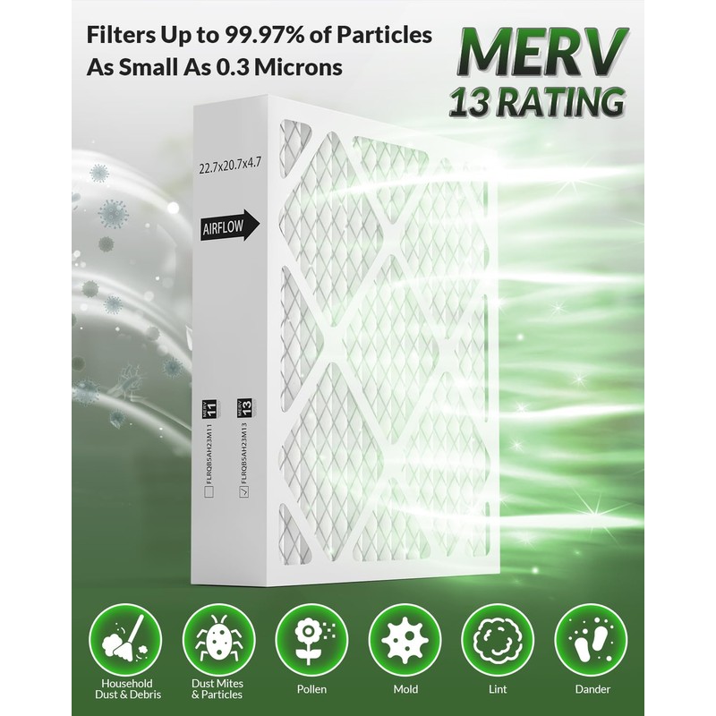 welnek FLRQB5AH23M11 22.7x20.7x4.7 Air Filter Merv 13, Compatible with trane