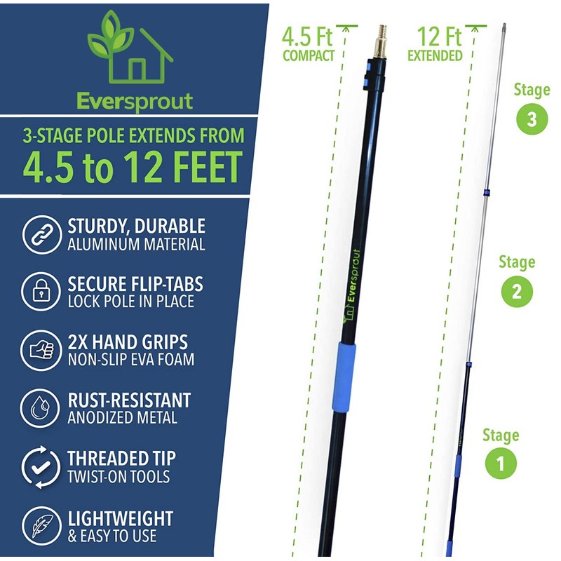 EVERSPROUT 5-to-12 Foot Duster 3-Pack with Extension-Pole (20+ Foot Reach)