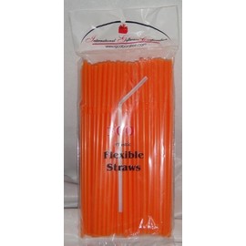 IGC 200 Drinking Straws - Flex/Flexible Drinking Straws - Orange - Luau - Wedding - Party - Anniversary Supplies