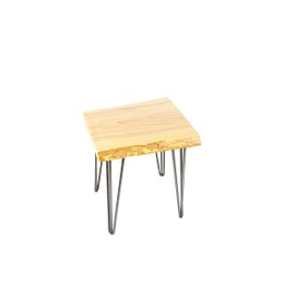 SOUTHERN RUSTIC LOGWERKS Hairpin Leg Wooden Live Edge End Table (Natural Clear & Steel)