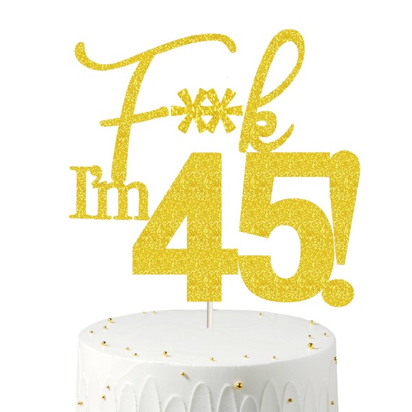 Decoraciones de cumpleaños doradas para mujer, 45 decoraciones para tartas, 45 decoraciones de cumpleaños 45, decoración para tartas de cumpleaños 45, 45 decoraciones para pasteles, 45 decoraciones de cumpleaños doradas 45