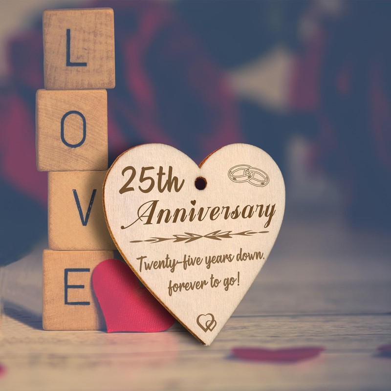 25th Wedding Anniversary Wood Photo Frame Gifts Silver Anniversary for