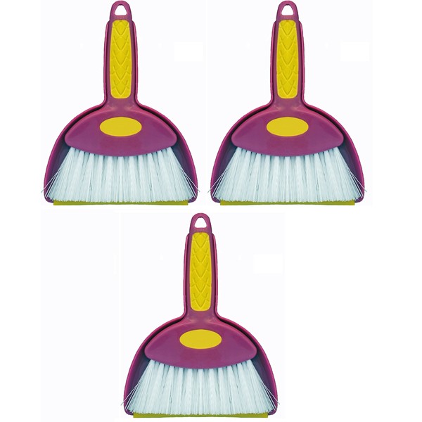 Broom Mini Hand Whisk and Snap-on Dustpan Set (3, Small)
