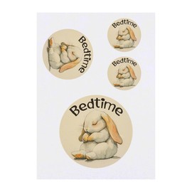 4 x 'Bedtime Bunny Rabbit Sleeping' Temporary Tattoos - Water Resistant, Skin-Safe, Non-Toxic Transfers, Mixed Sizes (TO00084560)