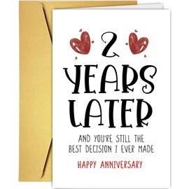 Supoeguk Happy Two Year Card for Girlfriend Boyfriend, Second Anniversary Card for Him Her, Funny 2nd Wedding Anniversary Card for Wife Husband