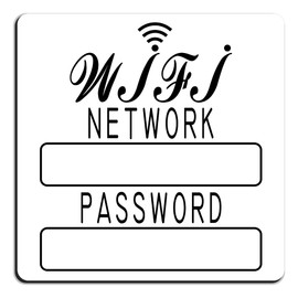 CRYSFLOA Peel and Stick White Black WiFi Password Acrylic Wall Sign House Wifi Sign Adhesive WiFi Sign with Black Wet Erase Pen Hotel Room Sign for Home Office Apartment 5’’ x 5’’ pack of 1