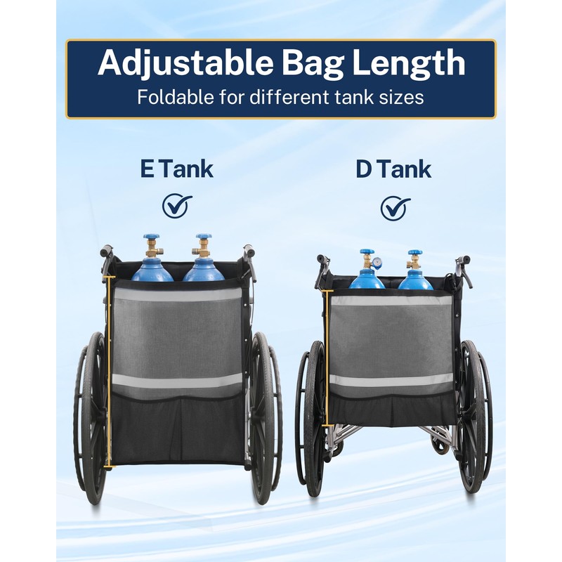 Oxygen Tank Holder for Wheelchairs, Walkers & Scooters - Reflective
