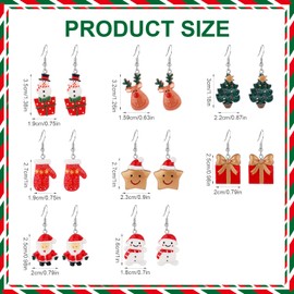 8 Pairs Christmas Earrings Set, Resin Christmas Tree Earrings Santa Claus Earrings Christmas Dangle Earrings Christmas Jewelry for Women (Style 1)