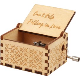 Huifengjie Wooden Music Box, Can't Help Falling in Love Hand Crank Music Boxes, Antique Carved Vintage Design, Wooden Music Box for Birthday, Valentine's Day, Anniversary, Christmas Gift