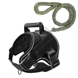 COFFLY Heavy Duty Tactical Dog Harness for Dogs Adjustable Soft Padded Dog Vest with Hand Woven Pope for Working Dog Harnesses Large (Black, L)