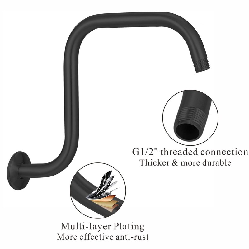 Voolan 13 Inch Shower Head Extension Arm with Flange, S