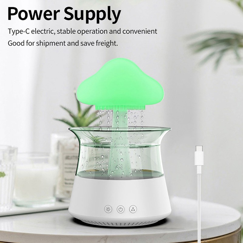 Rain Cloud Humidifier Water Drip 300ml Mushroom Rain Diffuser with