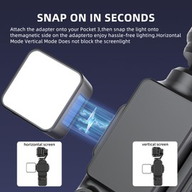 Light for DJI Osmo Pocket 3, Magnetic Mini Lights Portable Vlogging Camera Fill Light Fits Pocket 3 Camera, 300mAh 6000K 60 LUX CRI ≥95 8pcs Cold Warm lamp Beads Brightness (1 Light)