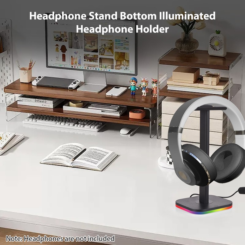 Headphone Stand Bottom Illuminated Headphone Holder RGB Light for Desk