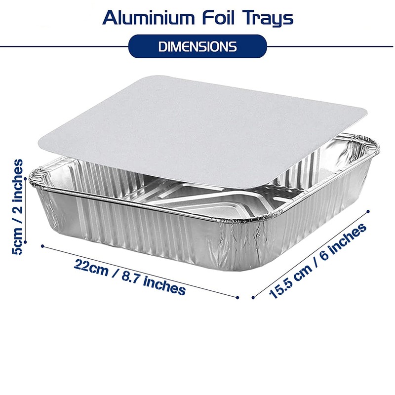HOMESmith 10 Pack Aluminium Foil Trays with Lids Containers Strong