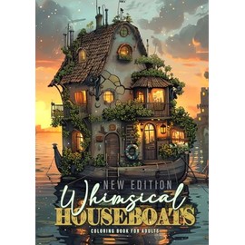 Whimsical Houseboats Coloring Book for Adults New Edition: Whimsical Houses Coloring Book Grayscale Fairy Houses Coloring Book Houseboat