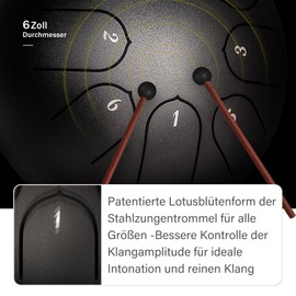 INMAKER Tongue Drum, 6 Inch 8 Voice Steel Tongue Drum with Drum Beaters, Music Book, Steel Tongue Drum for Adults, Children, Music Lessons, Yoga