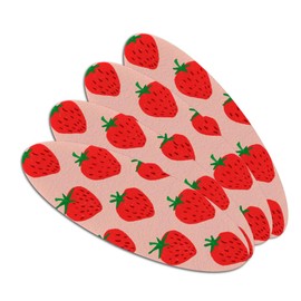Cute Strawberry Strawberries Pattern Sketchy Double-Sided Oval Nail File Emery Board Set 4 Pack