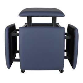 LUGSHIREE 5 in 1 Nesting Ottoman Cube Chair, Stackable Stools, Leather Square Ottoman Bench, Foot Stool with Wheels for Living Room,Dining Room 15.75x15.75x16.54 inches