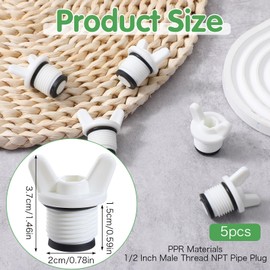 5 Pcs 1/2” NPT Pipe Fitting End Caps Connector Plug with Butterfly Handle PPR Pipe Plug Male Thread Pipes Caps and Plugs Fittings 20mm Water Hose Plugs Water Tubing Connector Waters Stop Fittings