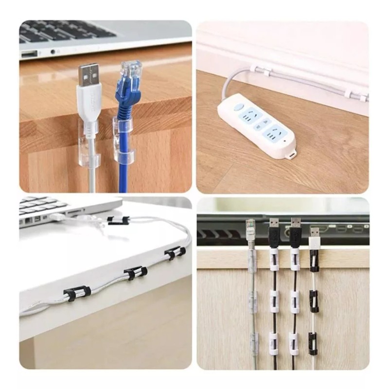Estuchelandia Clip Organizador De Cables Autoadhesivo Sujetador Usb 20pzas