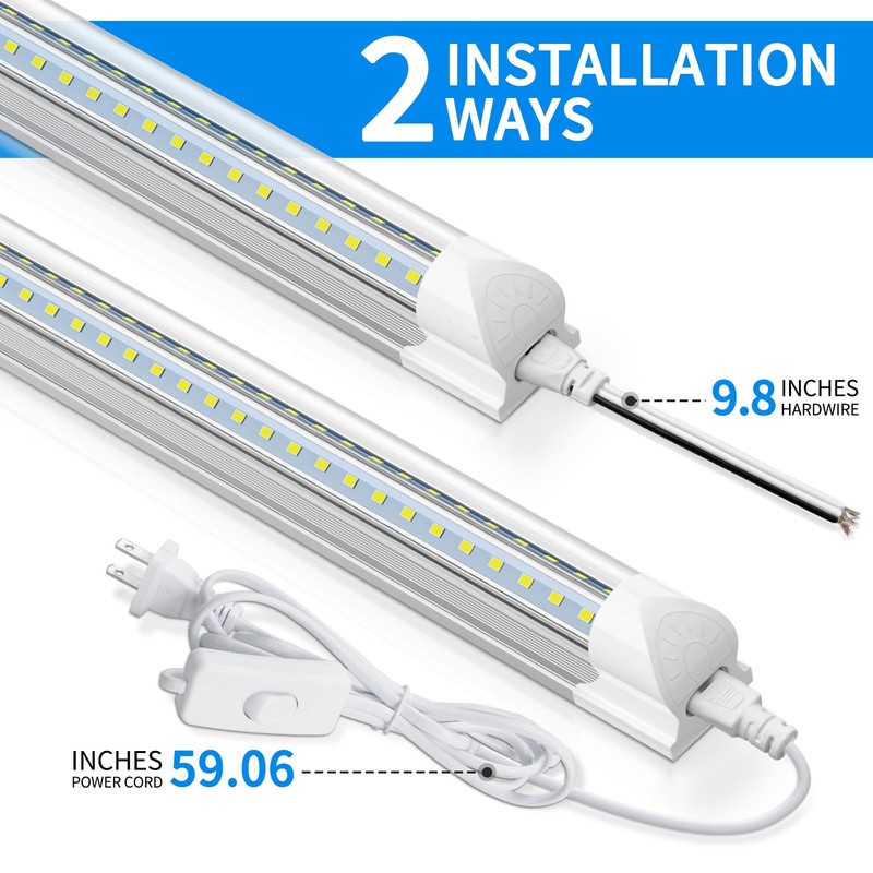 CNSUNWAY LED Shop Light 2FT, 20W 3000LM 6500K, T8 LED