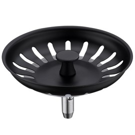 Kitchen Sink Drain Basket Strainer Filter/Stopper with Handle, Anti-Clog Kitchen Sink Accessories,304 Stainless Steel,Black,1pc (Sink Filter Screen, Black)