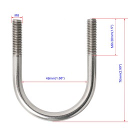 Round U-Bolts 48mm(1.89") Inner Width 304 Stainless Steel Silver M8 Self-Locking Nylon Insert Hex Nuts Flat Washers Lock Plate 4Pcs