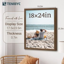 TENIBYC 18x24 Poster Frame 3 Pack - Brown Woodgrain, Wood Picture frame, Gallery Picture Frame - Wall Hanging