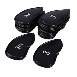 ZJchao Cubierta de la Cabeza del Club de , 12pcs Cuero de la PU Negro Funda para Palos de Cubierta de la Cabeza de Hierro Conjunto del Protector Ajuste Protector Funda Accesorio