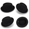 Porkpie Men's Flat Top Hat Black Wool Hat with Ribbon