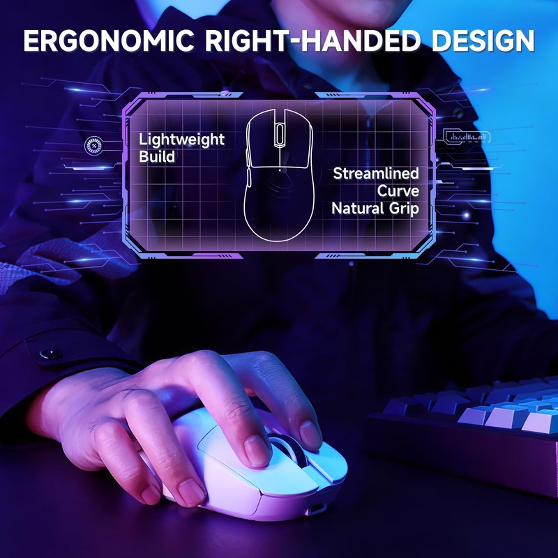 AJAZZ NJ08 Wireless Gaming Mouse 70g Lightweight, 12800 DPI, RGB
