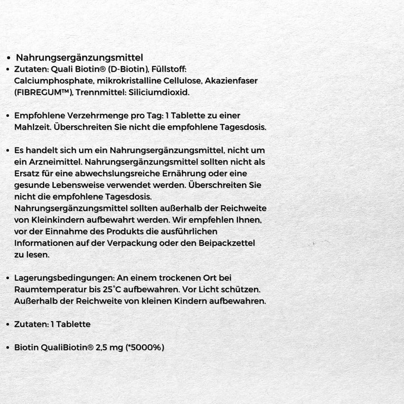 Aliness Biotin 2500mcg QualiBiotin, 120 Tablets