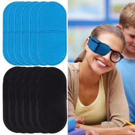 12pcs Augenplaster für Brillen, Vliesstoff Große Größe Augenplaster zum Abdecken des rechten linken Auges für faules Auge Amblyopie Strabismus Verbesserung der Vision (schwarz, blau)