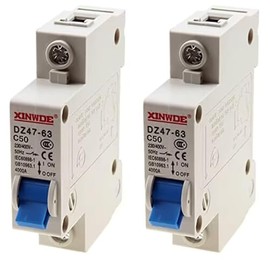Bumbesti 2pcs 1 Pole 2Pole 230/400V Low-Voltage Miniature Circuit Breaker 50A Din Rail Mount DZ47-63 C50(50A)