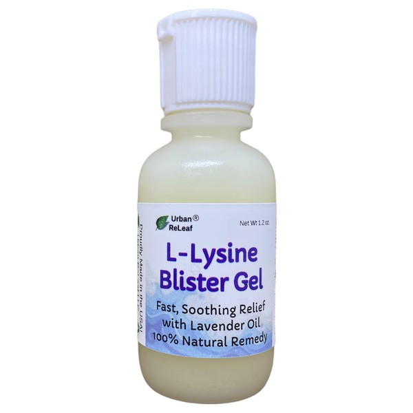 Urban ReLeaf L-Lysine Blister Soothing Gel ! & Lavender Oil. Fast Relief Cold Sore, Fever Spot, Rash, Red Bumps, Pox, Raw, Chapped Skin. Help Suppress Outbreaks, Heal Delicate Tissue 100% Natural