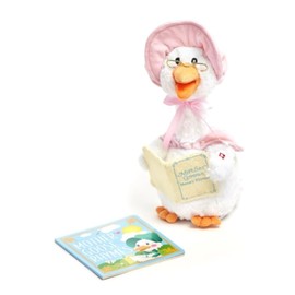 Cuddle Barn - Mother Goose Read-Along (Pink) | Animated Bird Plush with Mouth Movement Recites 7 Nursery Rhymes, Comes with Board Book, 14 inches