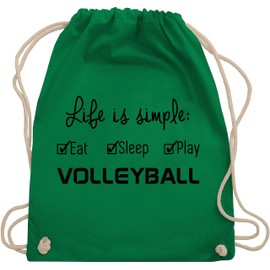 Shirtracer - Gym Bag Backpack - Gift Accessories - Life is Simple Volleyball, 6 Green, Unit size