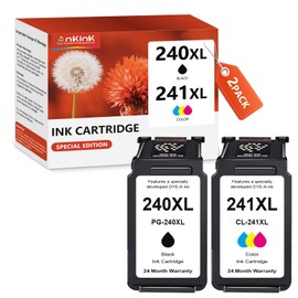 240XL 241XL Ink Cartridges Replacement for Canon Ink 240 241 PG-240 CL-241 XL Cartridges for MG3600 MG3620 TS5120 TS5100 MG3220 MG3520 MG2120 MX452 MX512 MX532 (Black Tricolor,2-Pack)