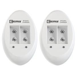 EEMB 9V Li-ion Battery Charger with Smart LED Indicators, 2-Pack 6F22 Rechargeable 9 Volt Batteries & 2-Bay Charger, Overcharge Protection, Dual Independent Charging (Only Charger)