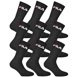 Fila 9 Pairs of Socks Terry Cloth Tennis Socks with Logo Waistband Unisex (3 x Pack of 3), black