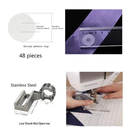 Meander Stipple Quilting Ruler Free Motion Quilting Template Rulers 3mm for Domestic Sewing Machine and Low Shank Ruler add 48pcs Non-Slip Grips