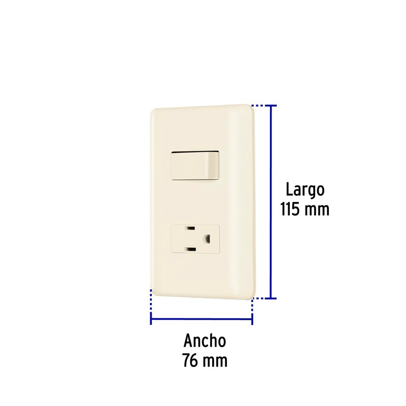 Volteck PA-APCO-BI, Placa armada interruptor y contacto color marfil