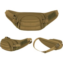 EastWest Fanny Pack Molle Compatible Tactical Utility Travel Sports Casual - TAN