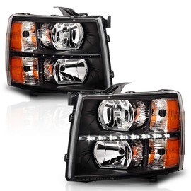 ACANII - For Black 2007-2013 Chevy Silverado 1500 2500HD 3500HD LED DRL Headlights Headlamps Driver + Passenger