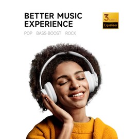 Picun B8 Bluetooth Headphones, 120 Hours Headphones Wireless Bluetooth, Hands-Free Calls, 3EQ & Game Mode, Foldable Headphones Over Ear for Travel Home Office Cellphone PC White