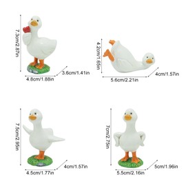 kaiwern 4 Pack Fairy Garden Accessories, Mini Ducks Statues, Miniature Fairy Duck Sculpture Decoration, Micro Landscape Plant Pots Bonsai Pond Craft Animals Decor for Yard, Outdoor Patio Porch Lawn